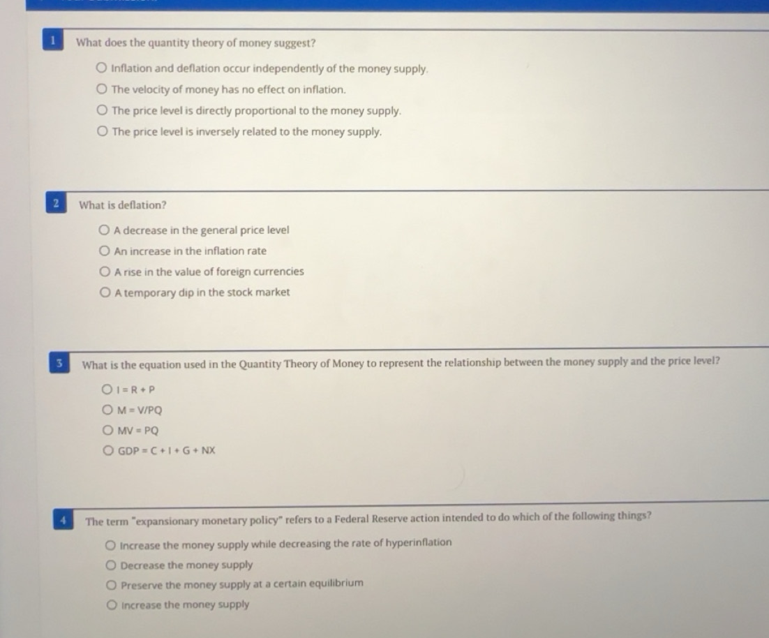 Solved: What does the quantity theory of money suggest? Inflation and ...