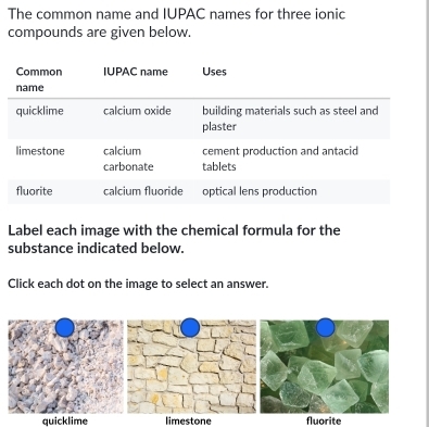 Solved: The common name and IUPAC names for three ionic compounds are ...