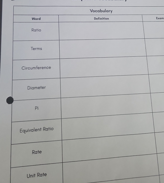 Exam 
Unit Rate