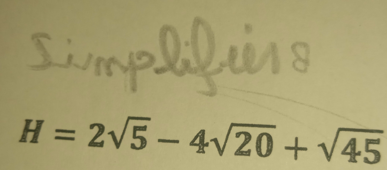 H = 2√5 − 4√20 + √45