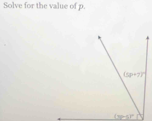 Solve for the value of p.
(3p-5)^circ 