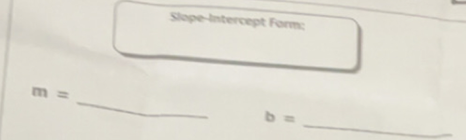 Slope-Intercept Form; 
_
m=
_
b=