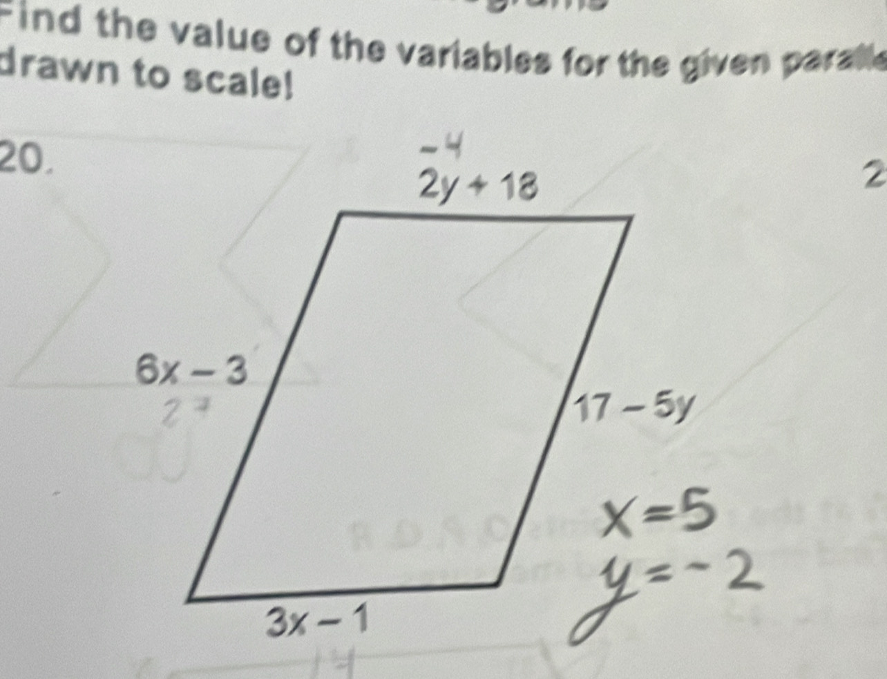 Find the value of the variables for the given parable
drawn to scale!
20.
2