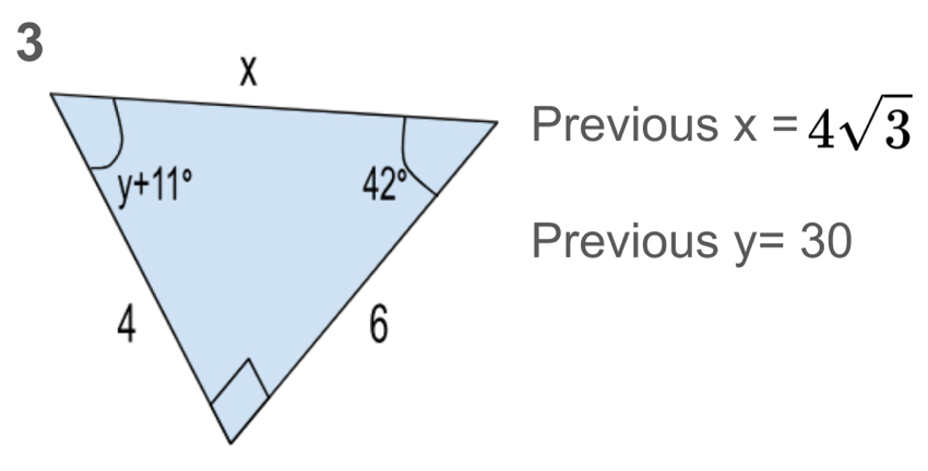 Previous x=4sqrt(3)
Previous y=30