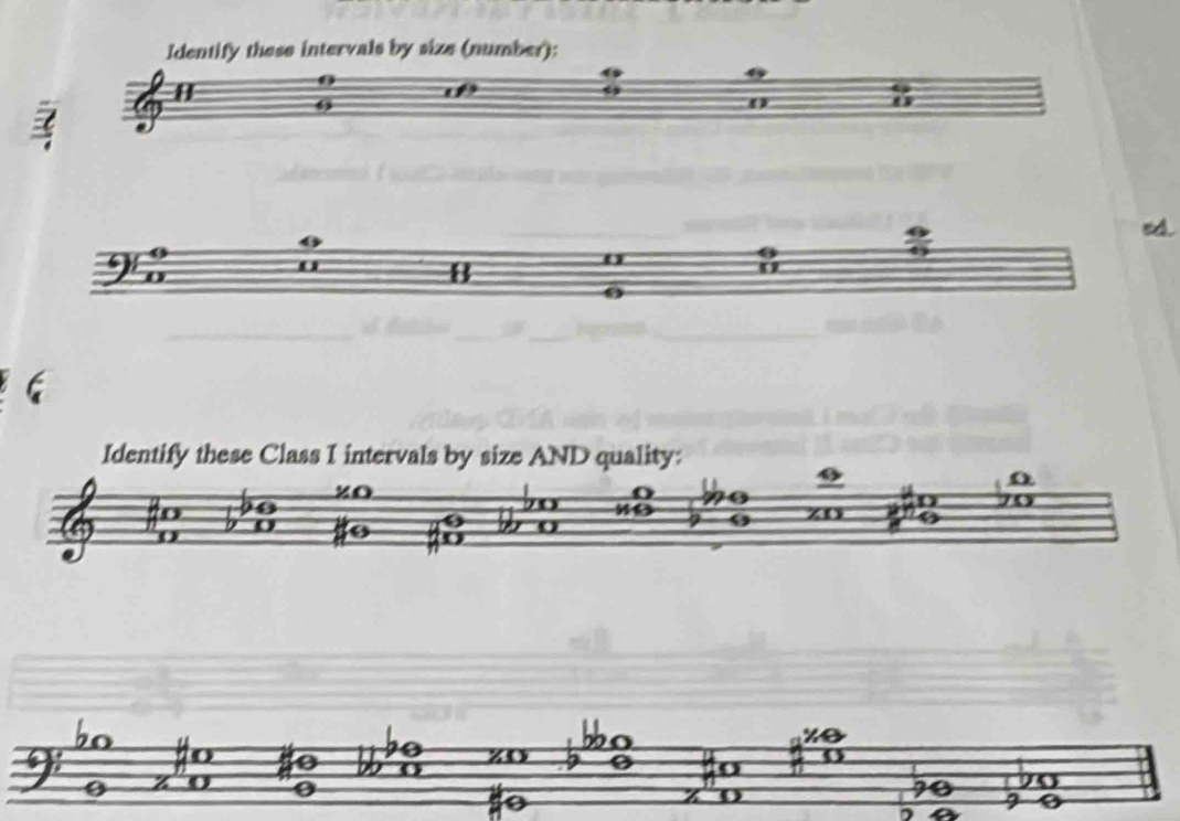 Identify these intervals by size (number):
4
[]
0
o 
z 
ed 
B 
Identify these Class I intervals by size AND quality:
zo
o 
o 20
D 
o 
bo 
bo
% e 
to o 70 wo
0
a #s 0
0 z
to o 
D 
D a o