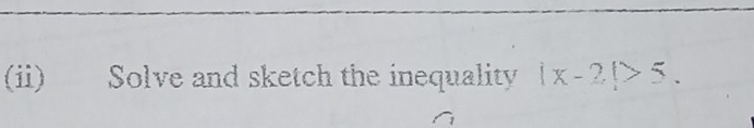 (ii) Solve and sketch the inequality |x-2|>5.