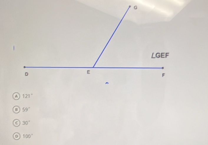 a 121°
B 59°
a 30°
D 100°