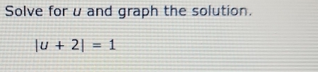 Solve for u and graph the solution.
|u+2|=1