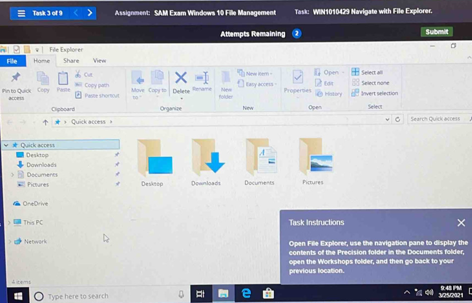 Solved: Task 3 of 9 Assignment: SAM Exam Windows 10 File Management ...