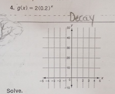 g(x)=2(0.2)^x
Solve.