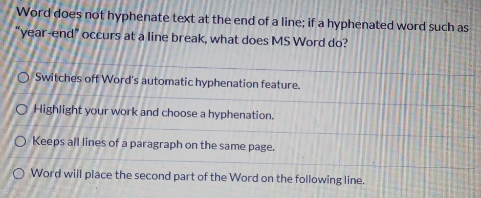 Solved: Word does not hyphenate text at the end of a line; if a ...