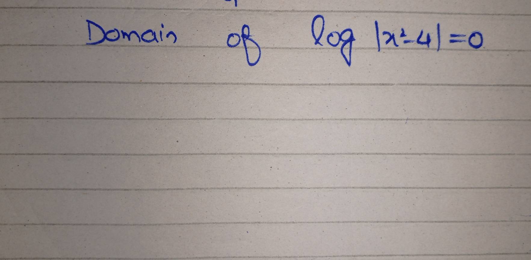 Domain of log |x^2-4|=0