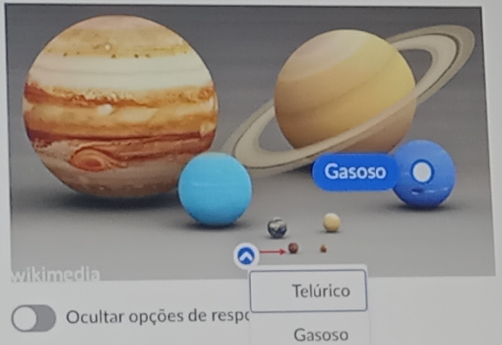 Ocultar opções de respo 
Gasoso