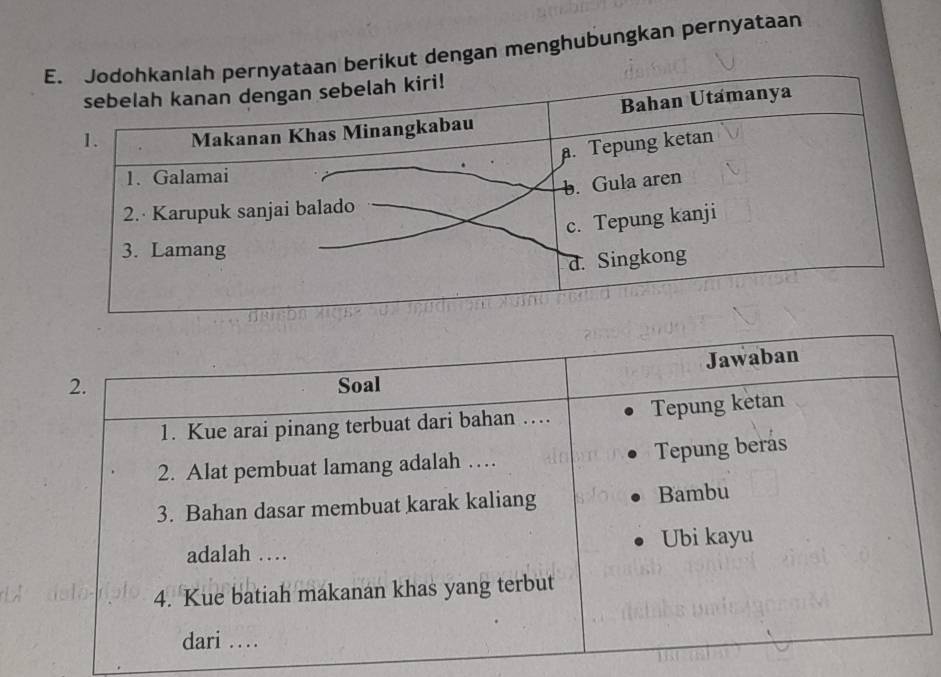 berikut dengan menghubungkan pernyataan