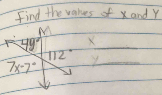 Find the values of x and Y