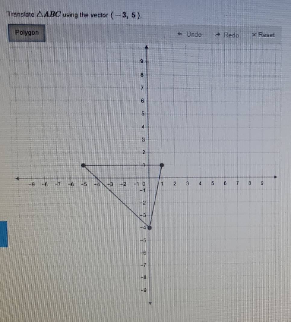 Translate △ ABC using the vector langle -3,5rangle.