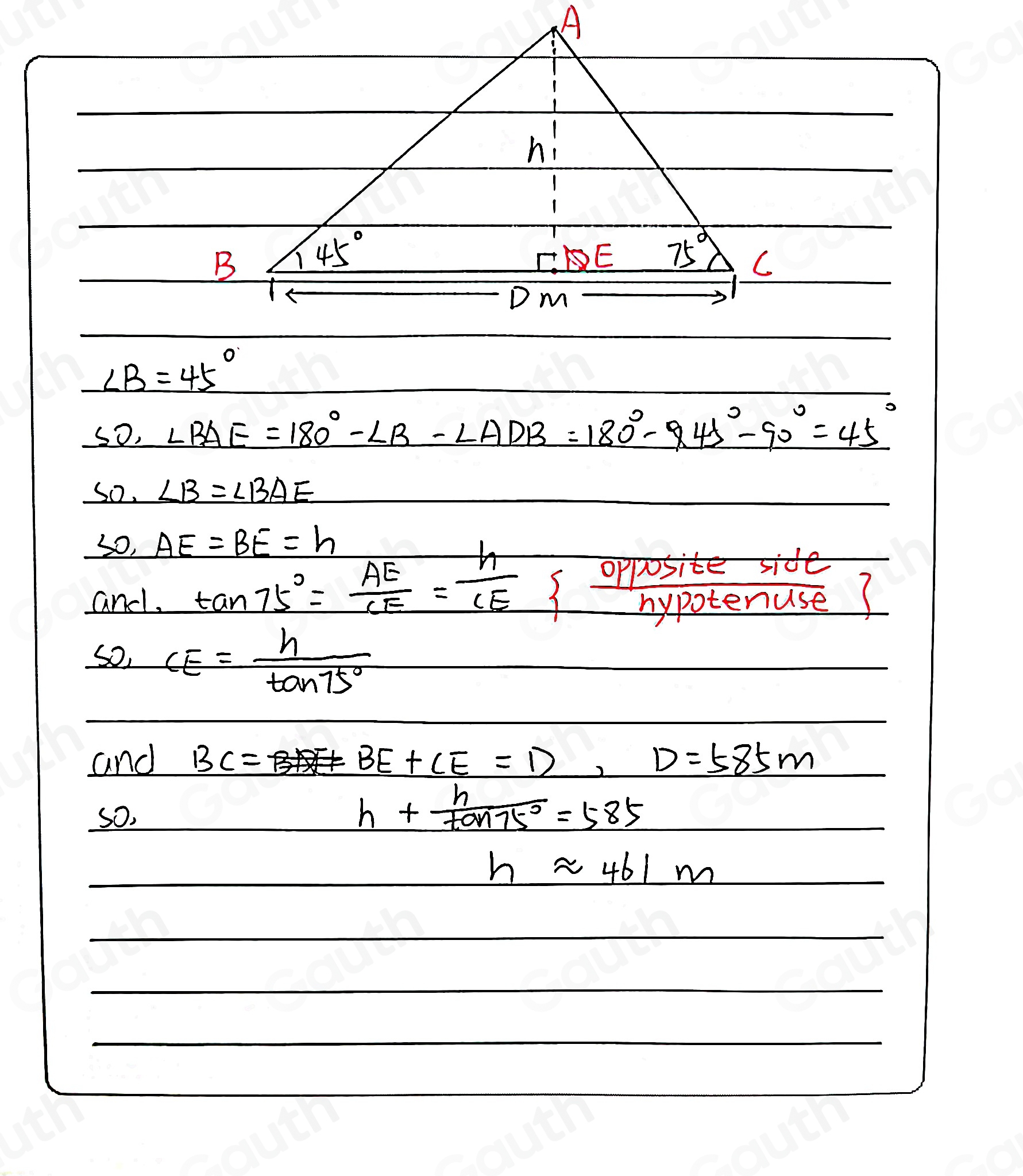 Solved: To measure the height of the cloud cover at an airport, a ...