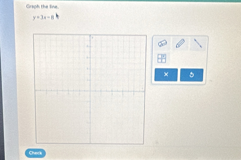 Graph the line.
y=3x-8
× 
Check