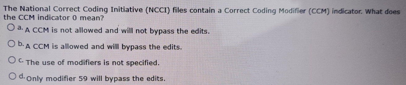 Solved: The National Correct Coding Initiative (NCCI) files contain a ...