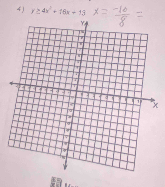 y≥ 4x^2+16x+13