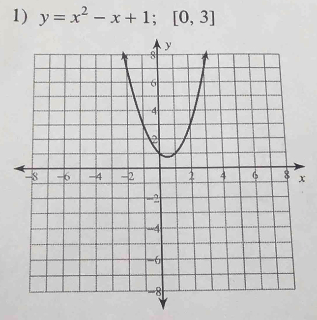 y=x^2-x+1; [0,3]
x