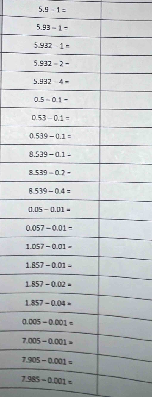 5.9-1=
7.985-0.001=