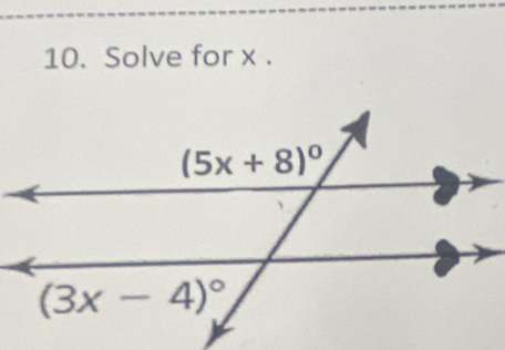 Solve for x .