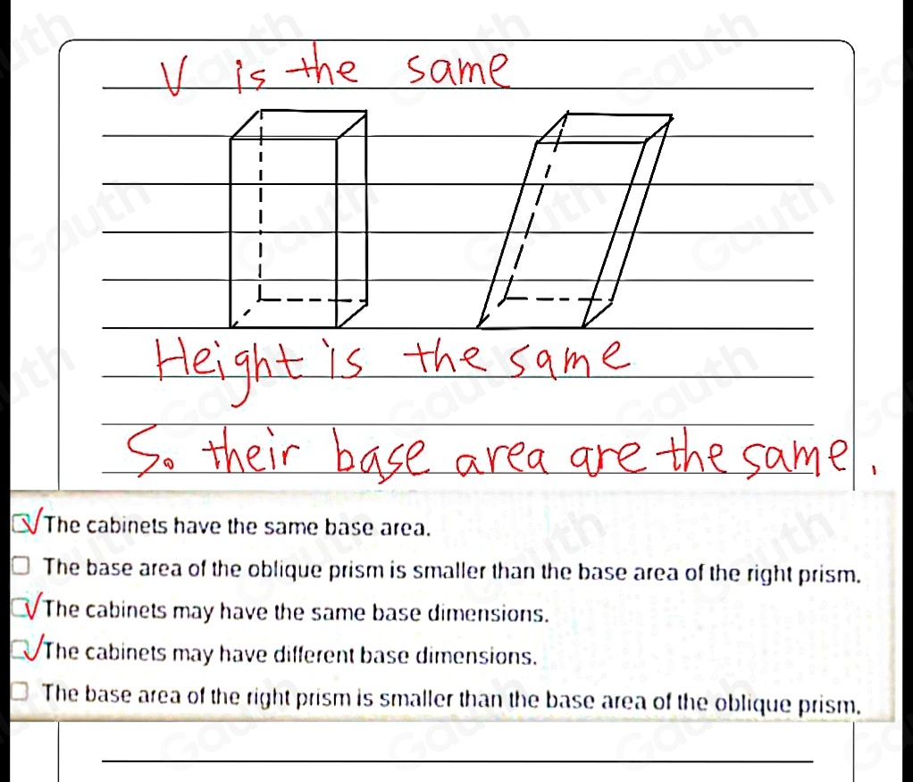 Solved: A carpenter designs two cabinets: one in the shape of an ...