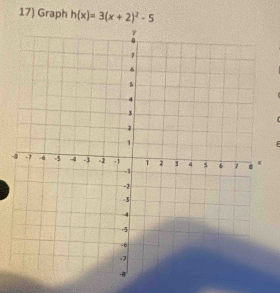 Graph h(x)=3(x+2)^2-5
-