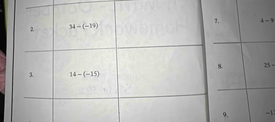 4-9.
25-
9.
-17