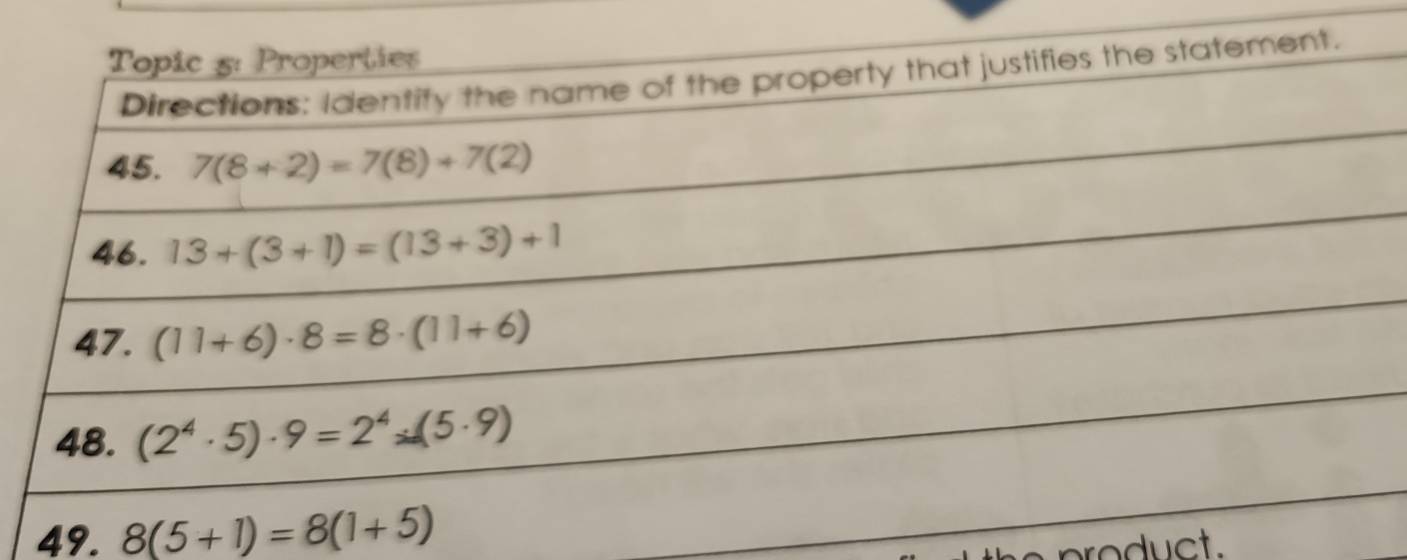 8(5+1)=8(1+5)
product.