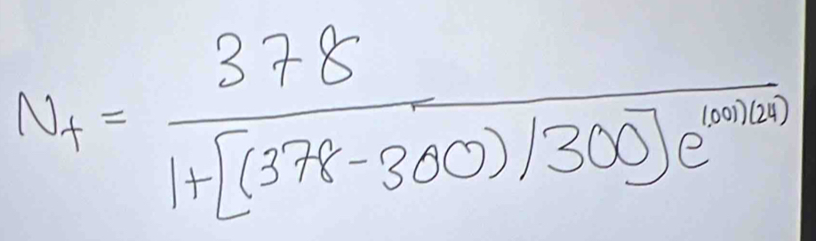 N_4= 378/1+[(378-300)/300]e^((300)) 