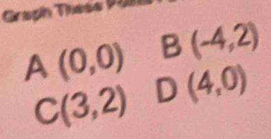 Graph These Pul
A(0,0)B(-4,2)
C(3,2) D(4,0)