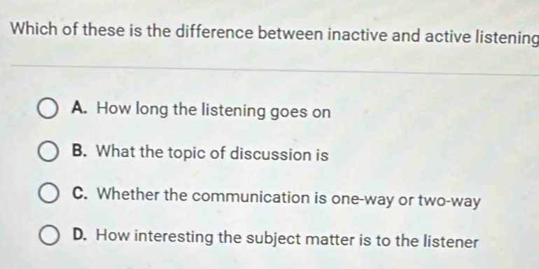 Solved: Which of these is the difference between inactive and active ...