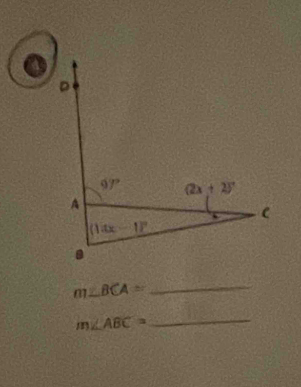 Solved: m∠ BCA= _ m∠ ABC= _ [Math]