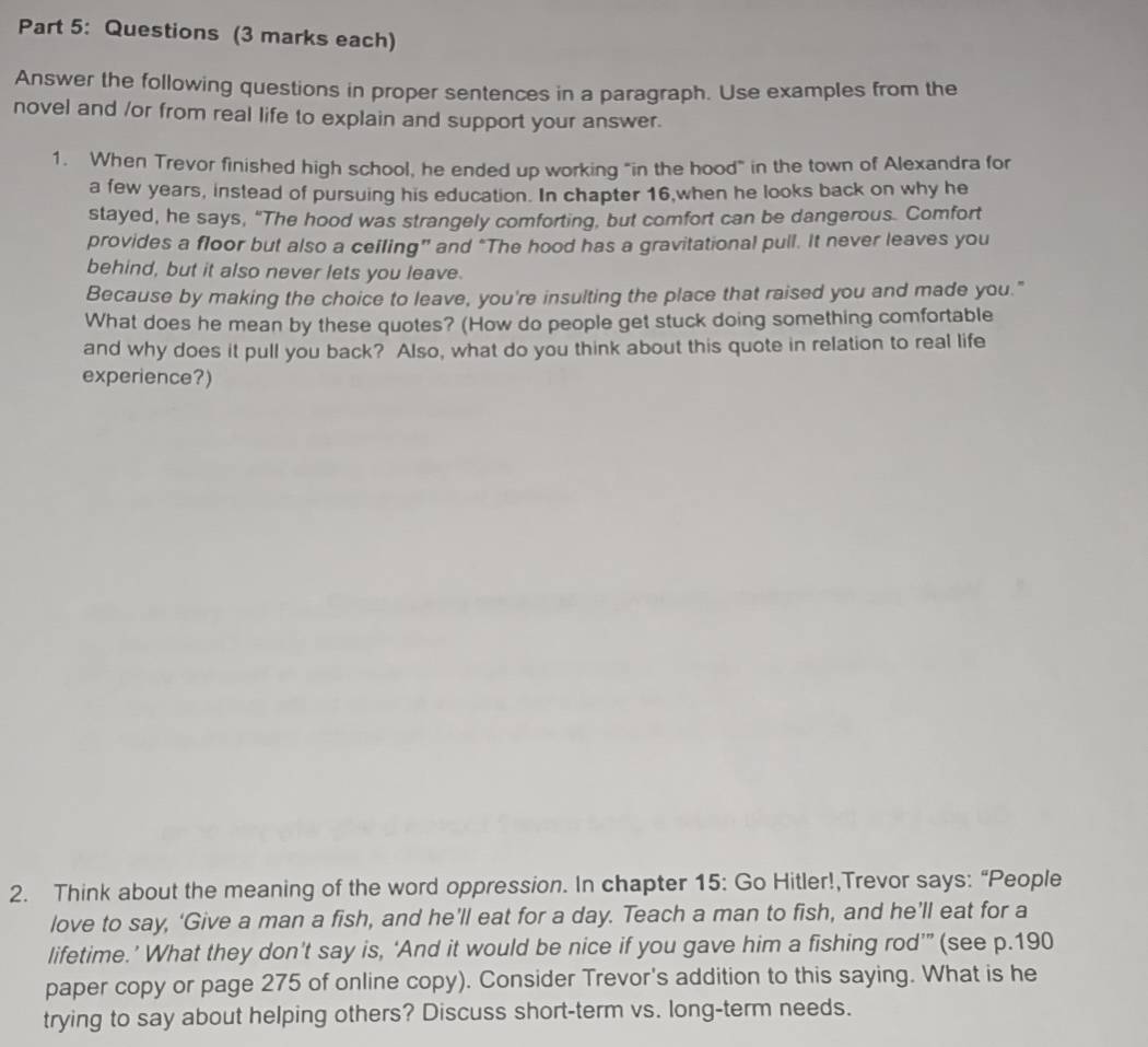 Solved: Questions (3 marks each) Answer the following questions in ...