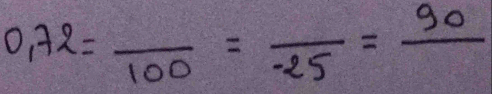 0.72=frac 100=frac 25=frac 90