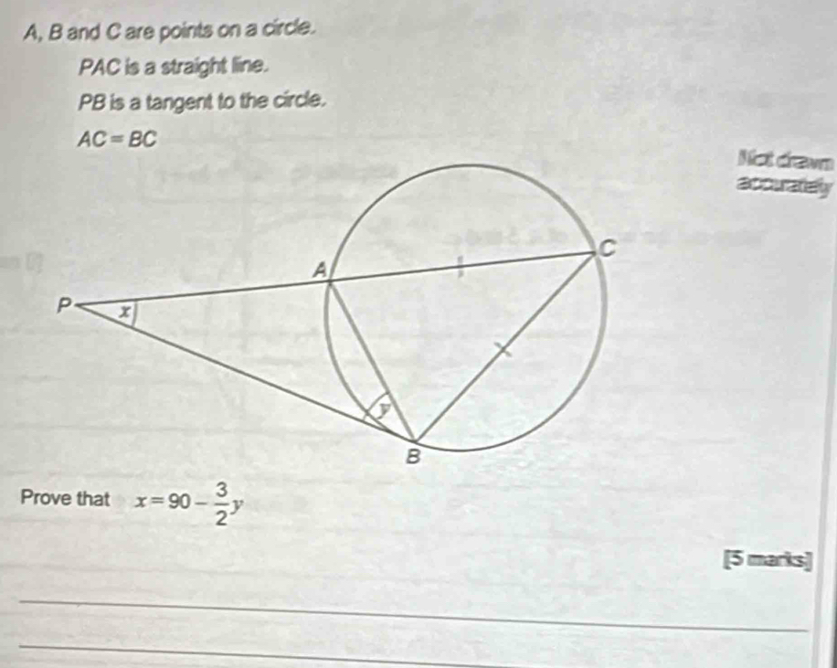 Solved: A, B and C are points on a circle. PAC is a straight line. PB ...