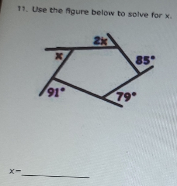 Use the figure below to solve for x.
_
X=