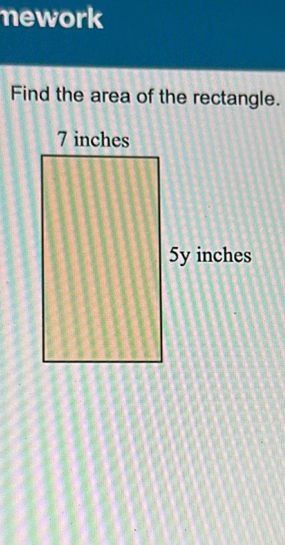 nework 
Find the area of the rectangle.