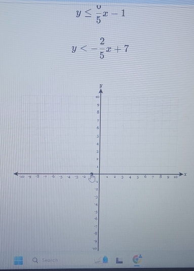 y≤  upsilon /5 x-1
y<- 2/5 x+7
X
Search