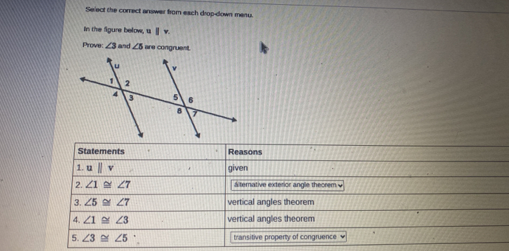 Solved: Select the correct answer from each drop-down menu. In the ...