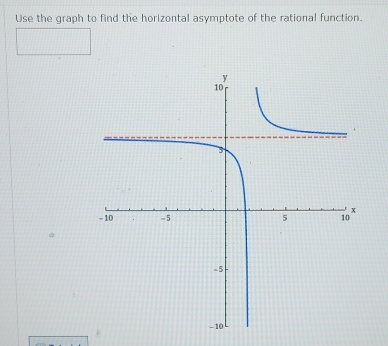 Use the graph to find the horizontal asymptote of the rational function.