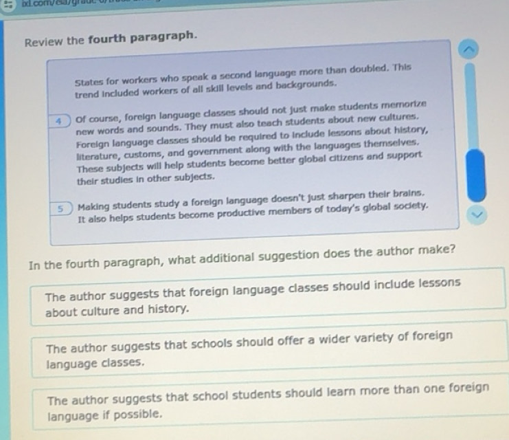 Solved: Review the fourth paragraph. States for workers who speak a ...
