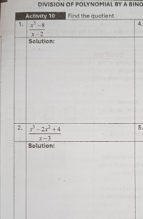 DIVISION OF POLYNOMIAL BY A BINO
4.
5.