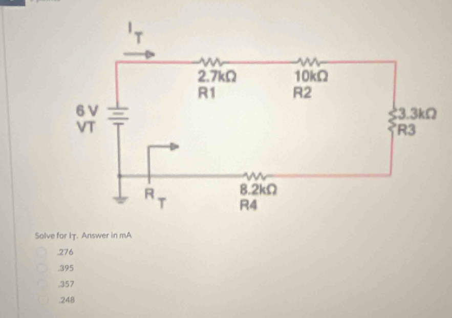 Solve for I. Answer in mA. 276 . 395
, 357 . 248