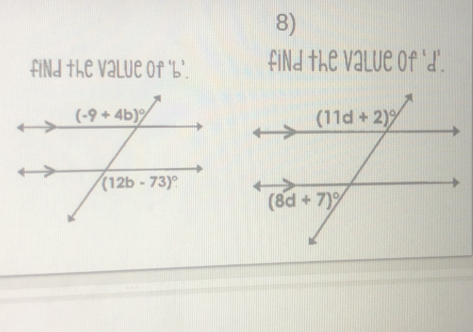 find the VaLue of 'b'. fiNd the VaLue of 'd'.