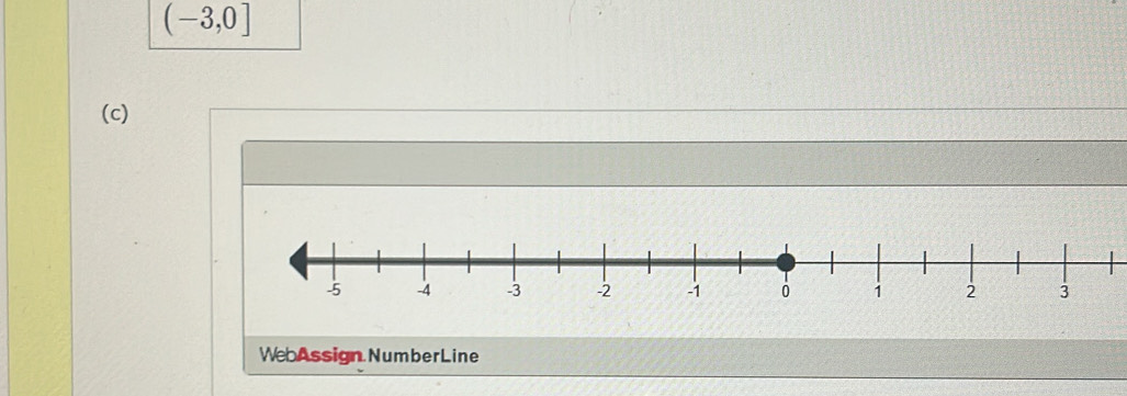 (-3,0]
(c) 
WebAssign NumberLine