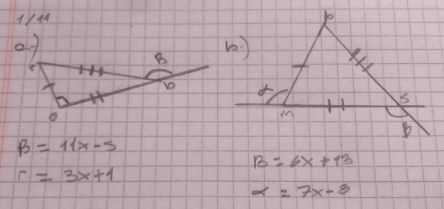 B=11x-5
B=6x+13
r=3x+1
alpha =7x-8