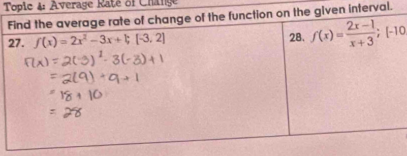 Topic 4: Average Rate of Change
erval.